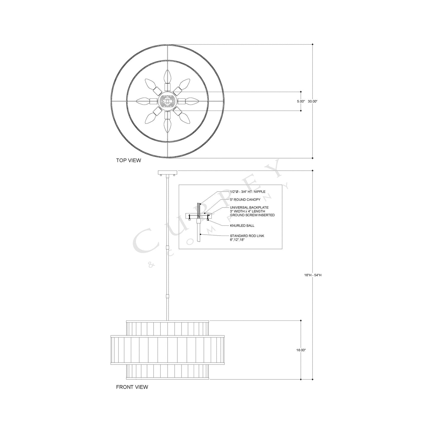 Fantine Chandelier - line drawing.