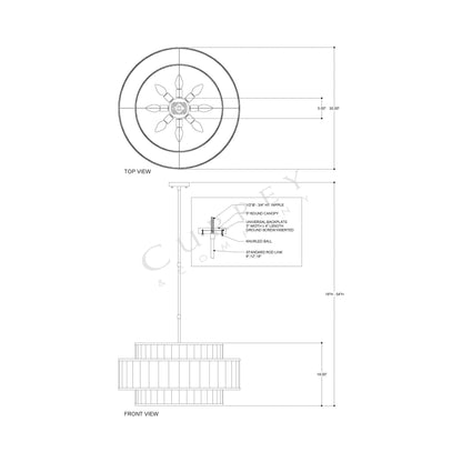 Fantine Chandelier - line drawing.