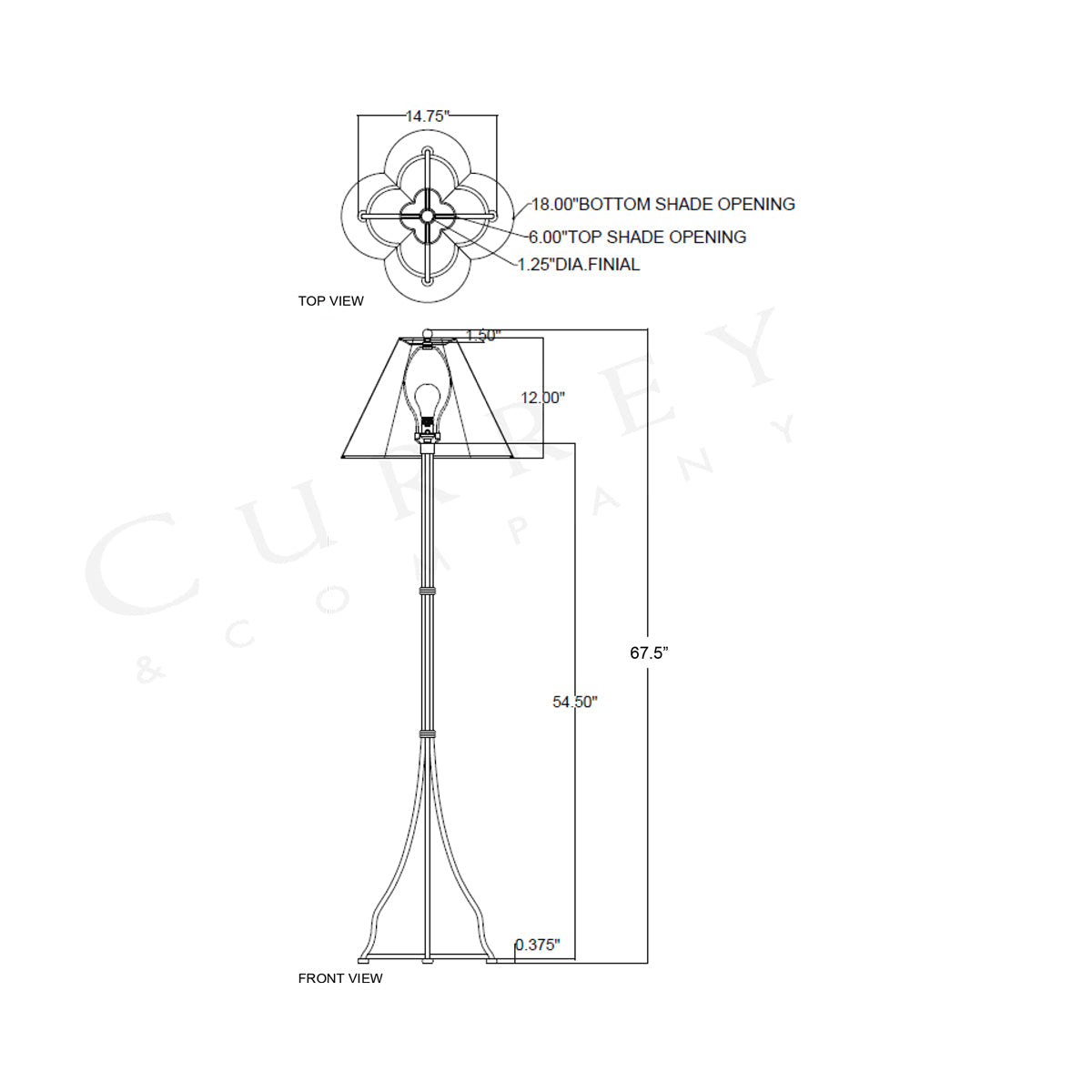 Felicity Floor Lamp - line drawing.