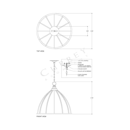 Fenchurch Pendant Light - line drawing.