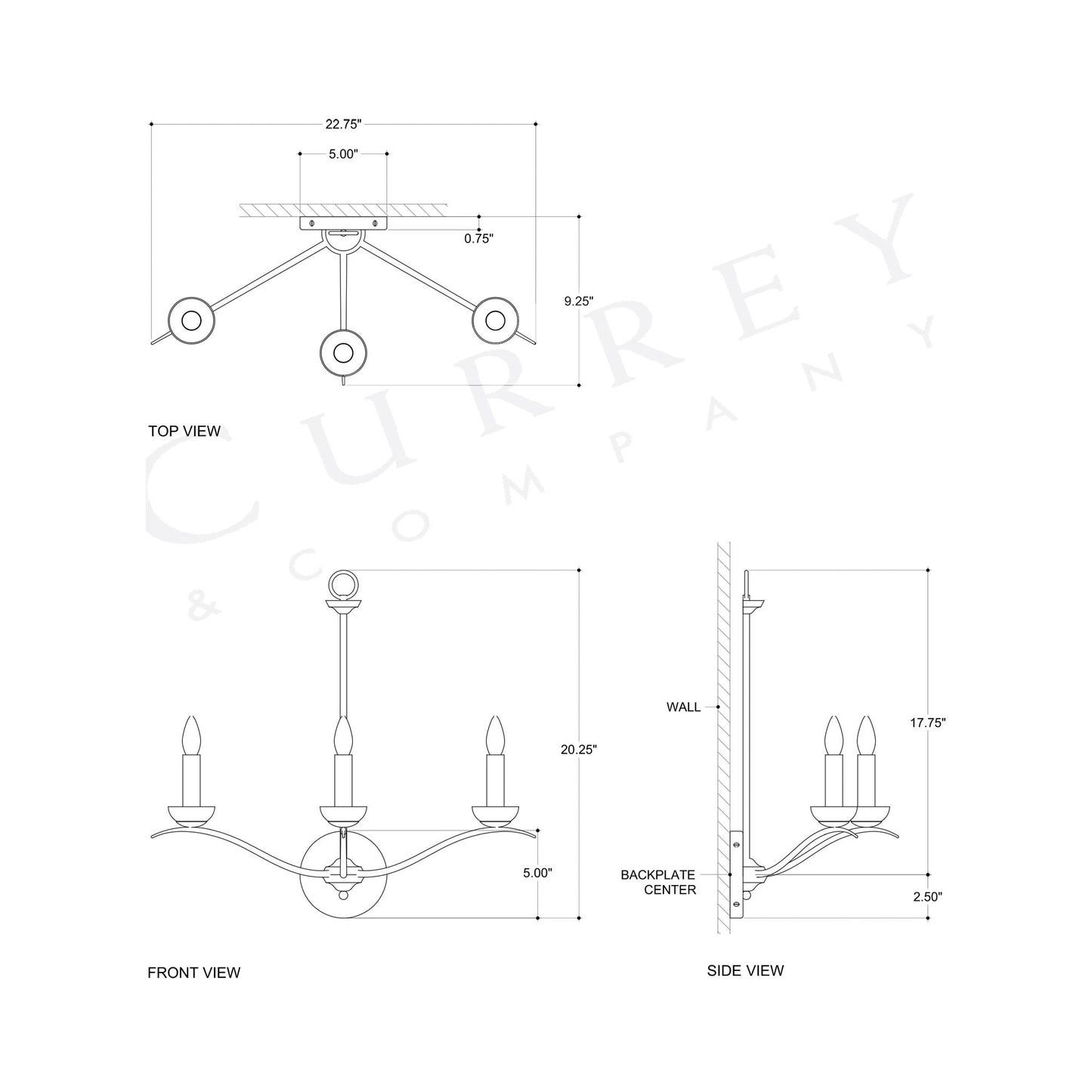 Flannery Wall Light - line drawing.