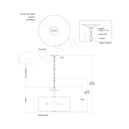 Florecitas Semi Flush Mount Ceiling Light - line drawing.