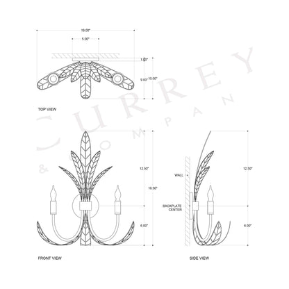 Foliatura Wall Light - line drawing.