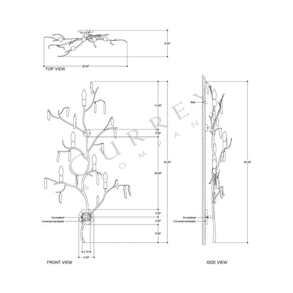 Forest Light Wall Light - line drawing.