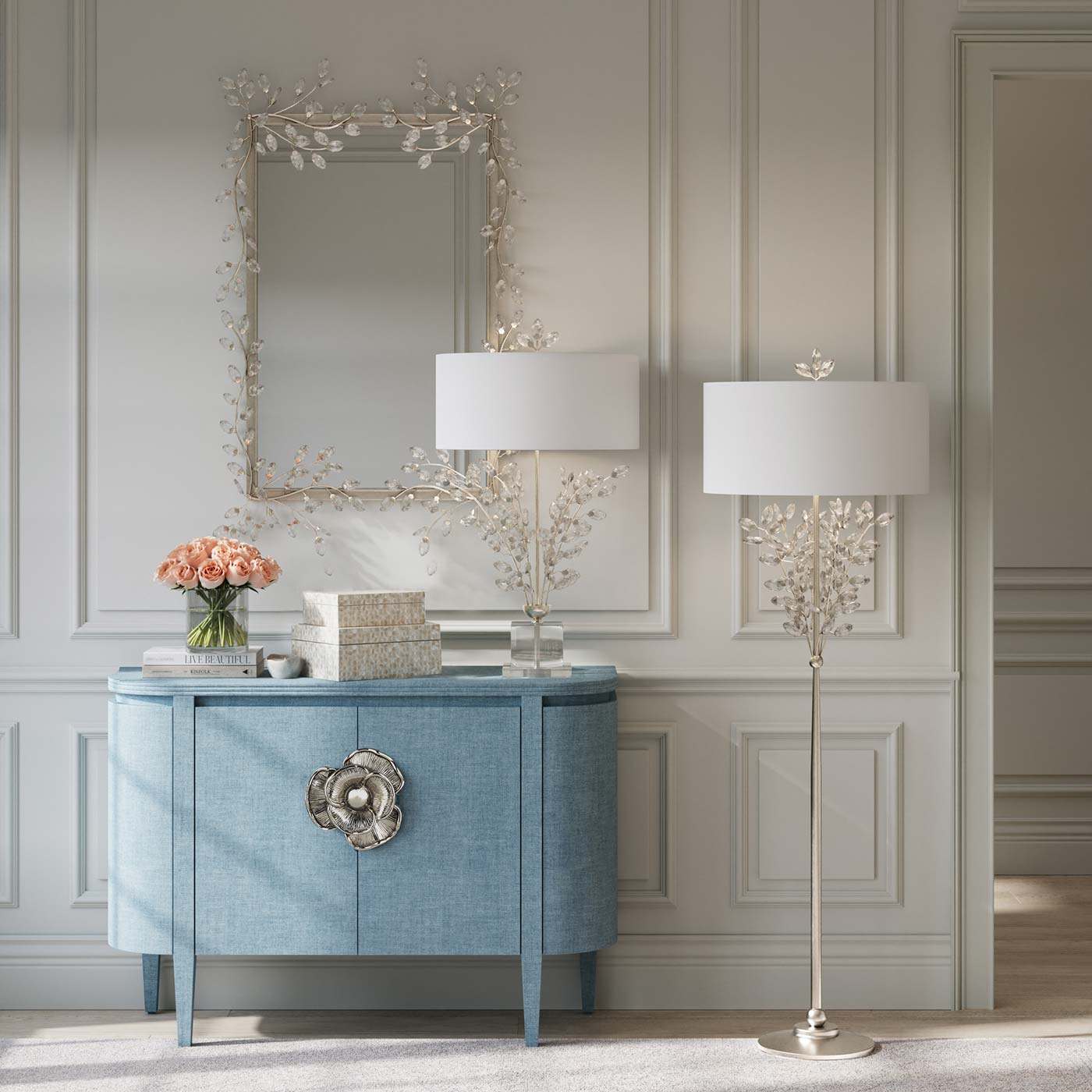 Forget-Me-Not Floor Lamp in living room.