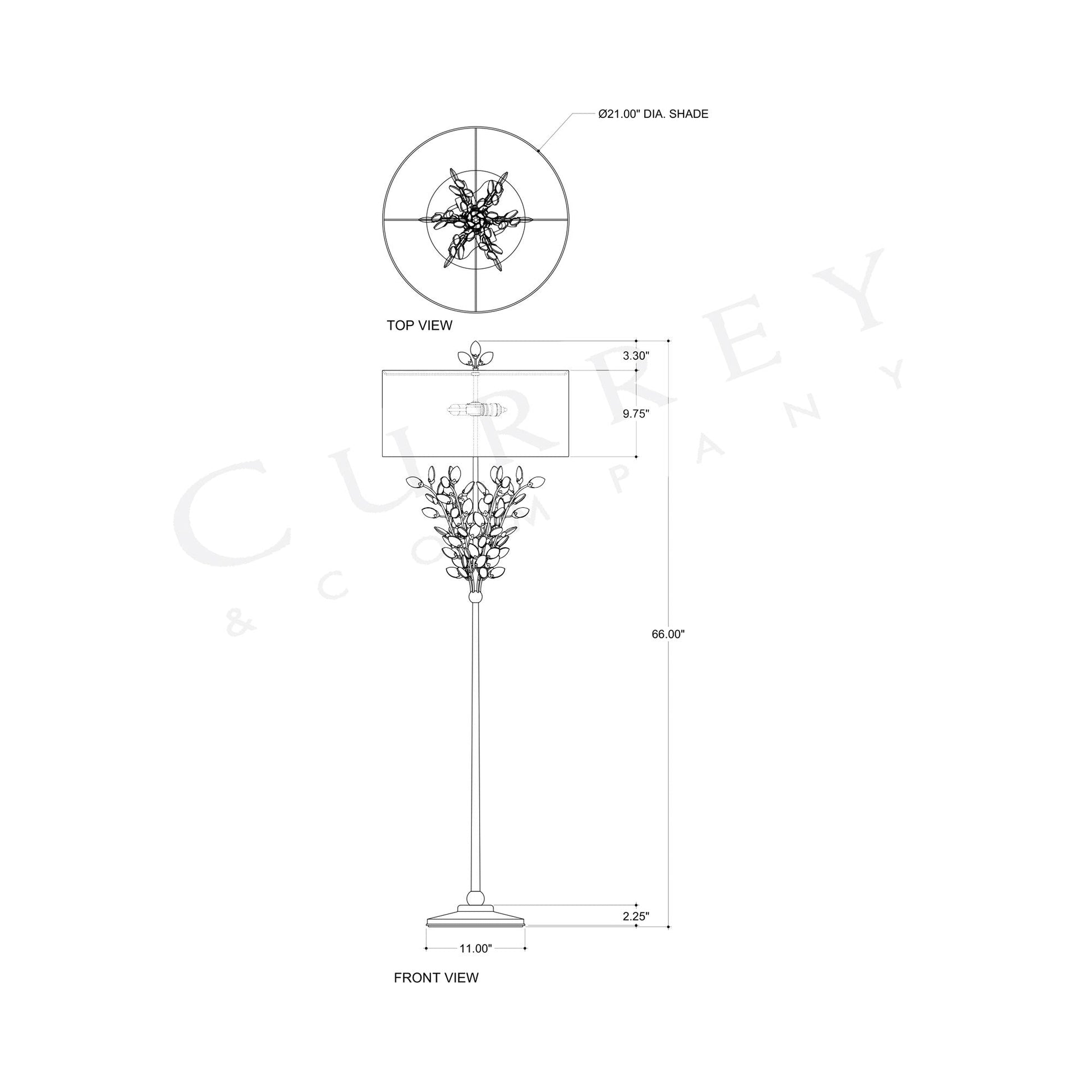 Forget-Me-Not Floor Lamp - line drawing.