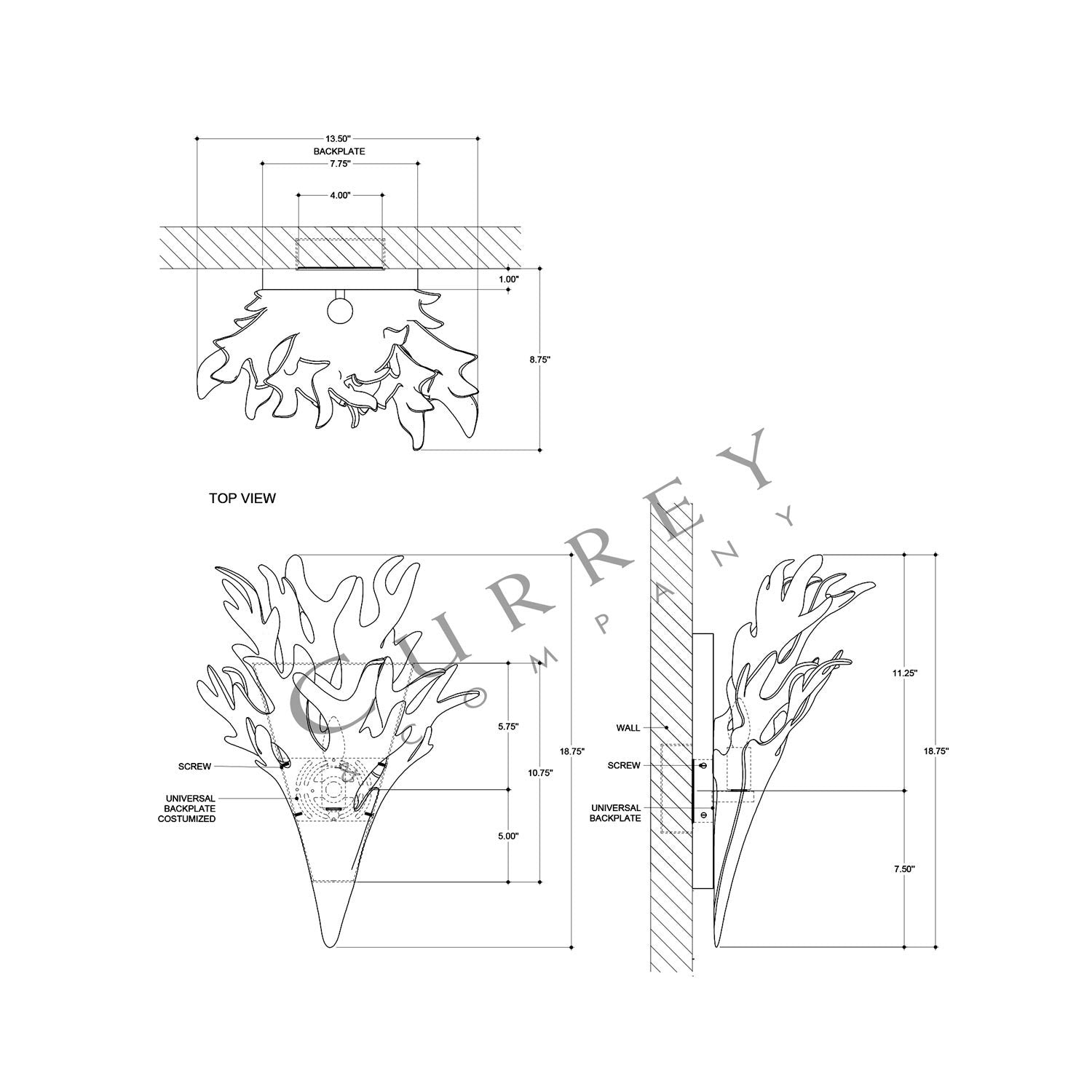 Formby Wall Light - line drawing.