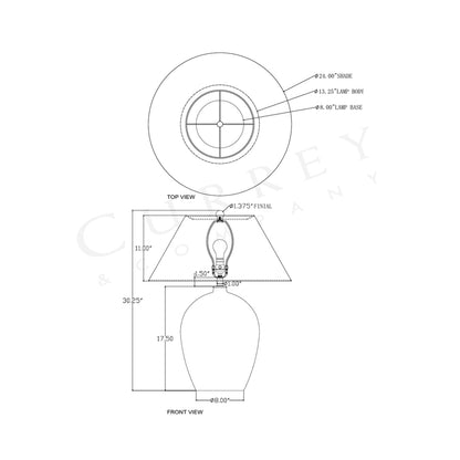 Fresco Table Lamp - line drawing.