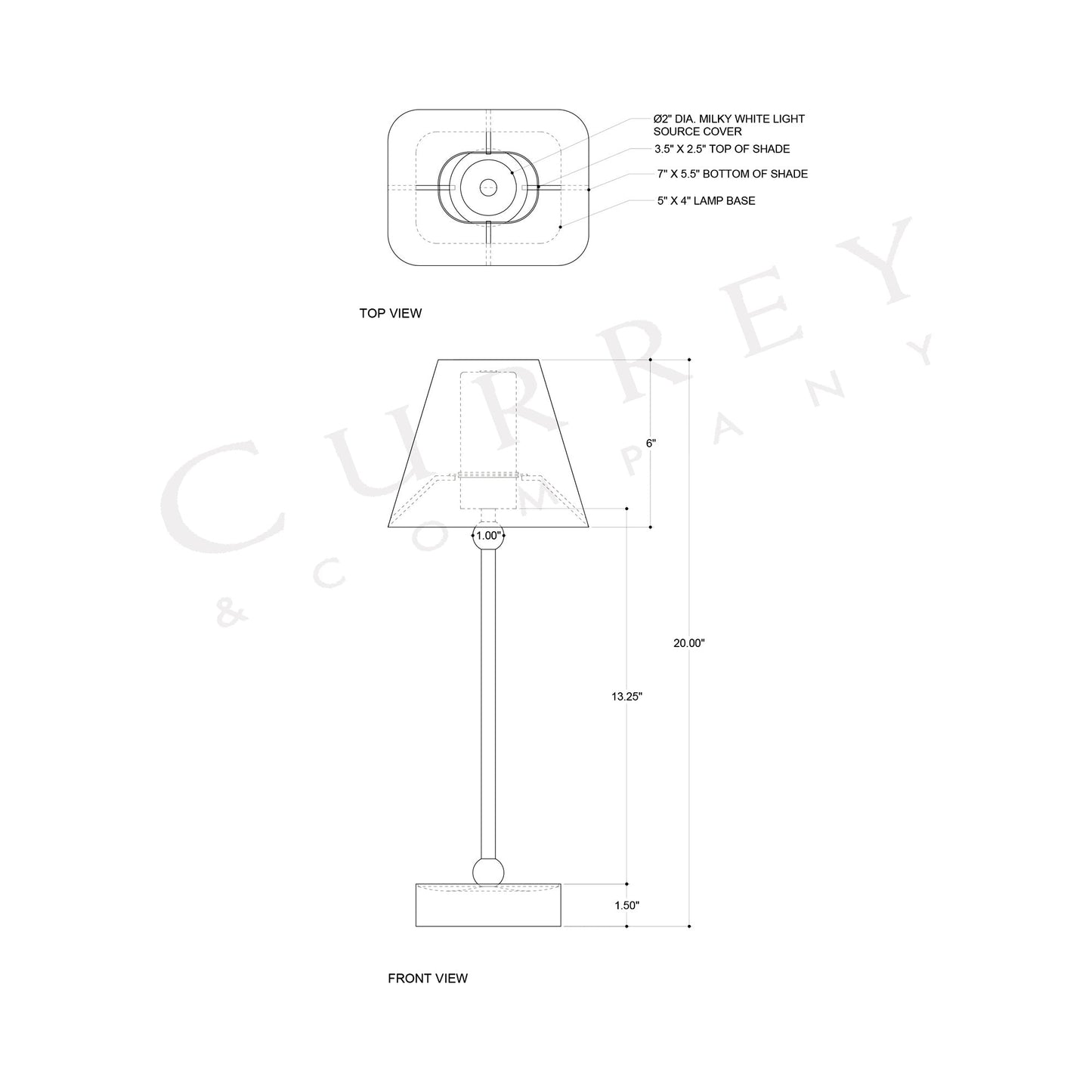 Gadabout Rechargeable LED Table Lamp - line drawing.