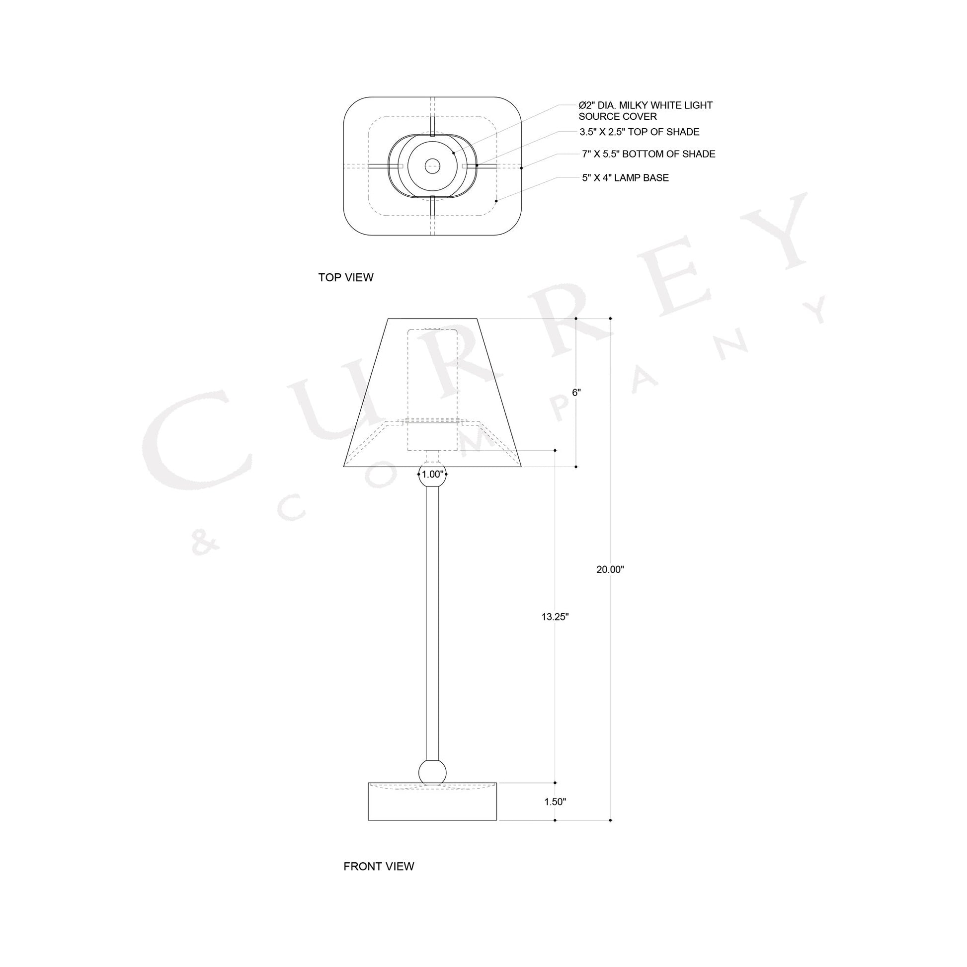 Gadabout Rechargeable LED Table Lamp - line drawing.