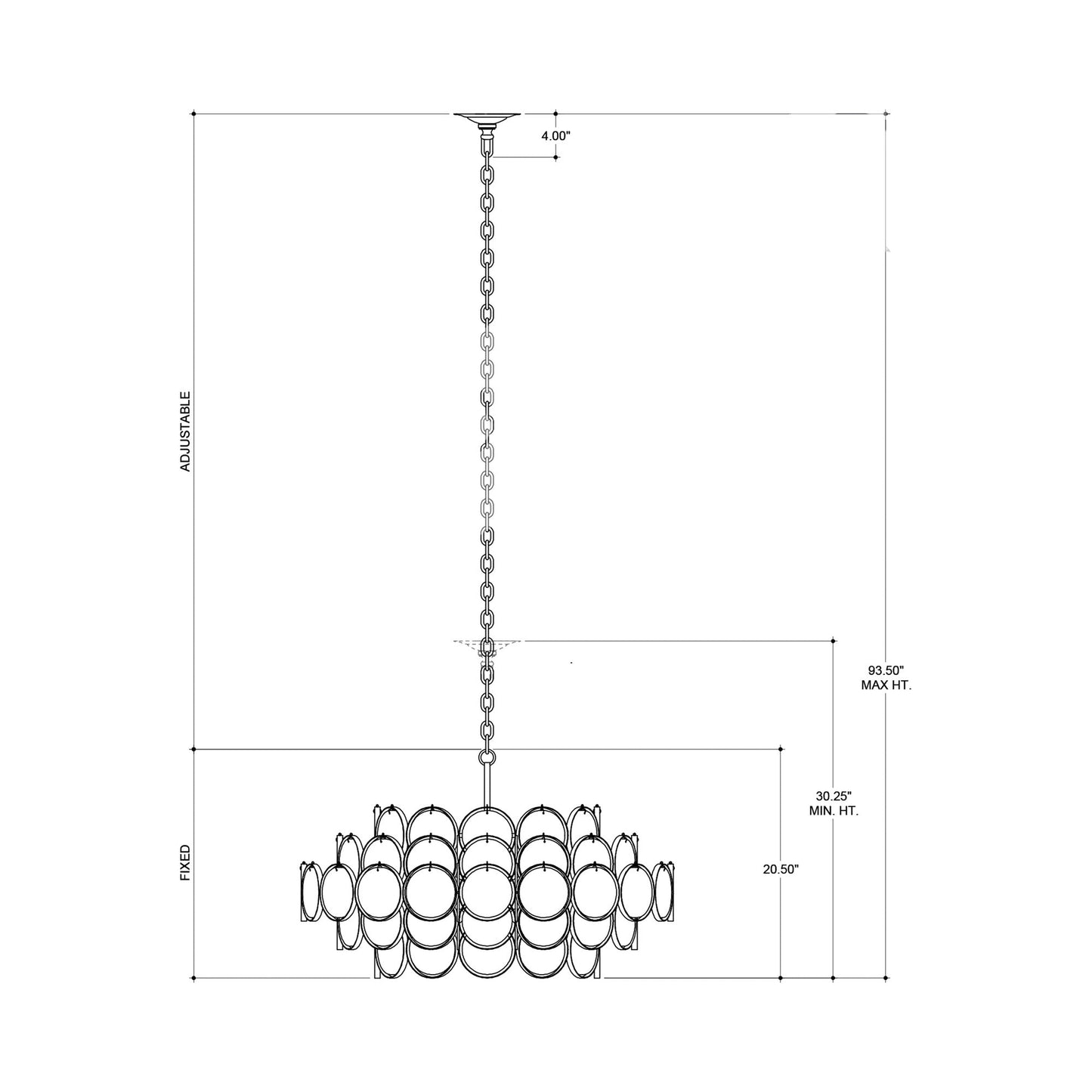 Galahad Chandelier - line drawing.