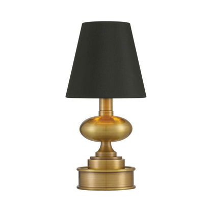 Galavant LED Rechargeable Table Lamp in Polished Antique Brass.