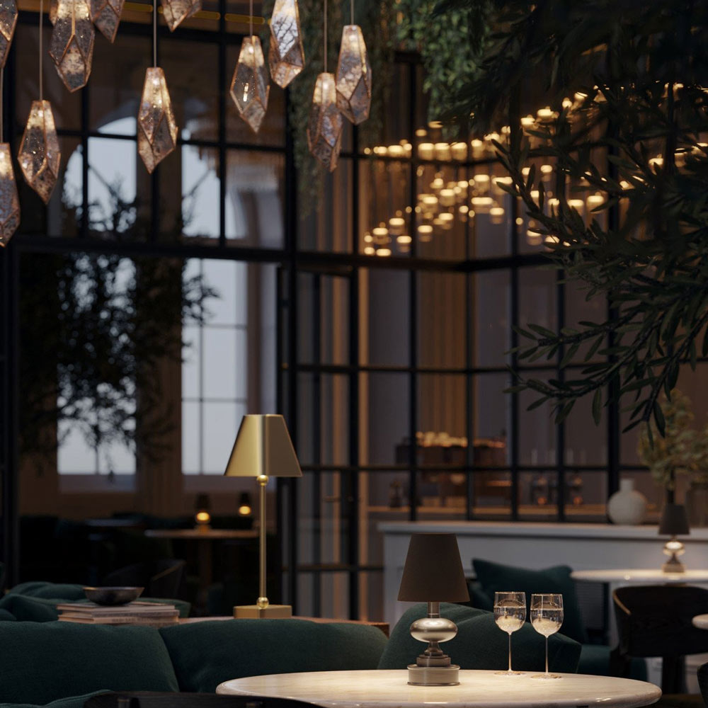 Galavant LED Rechargeable Table Lamp in living room.