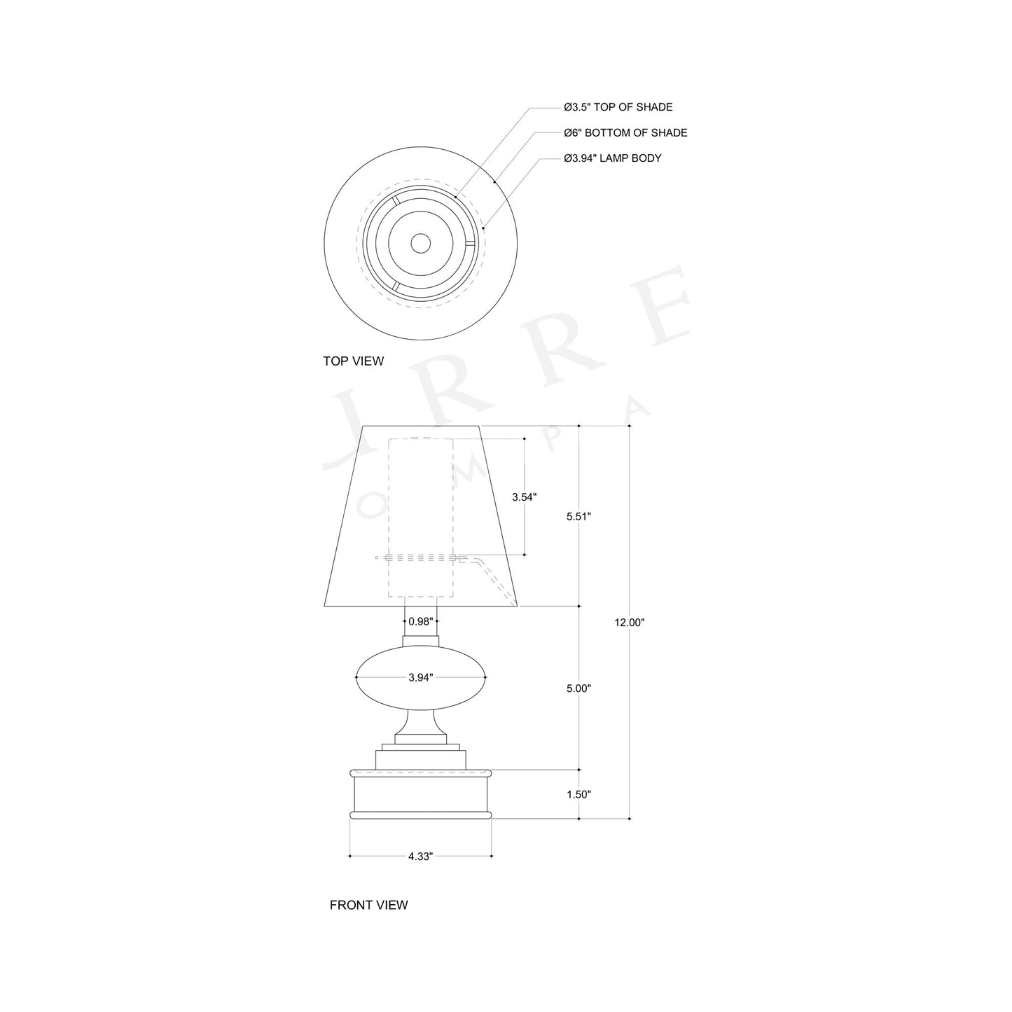 Galavant LED Rechargeable Table Lamp - line drawing.