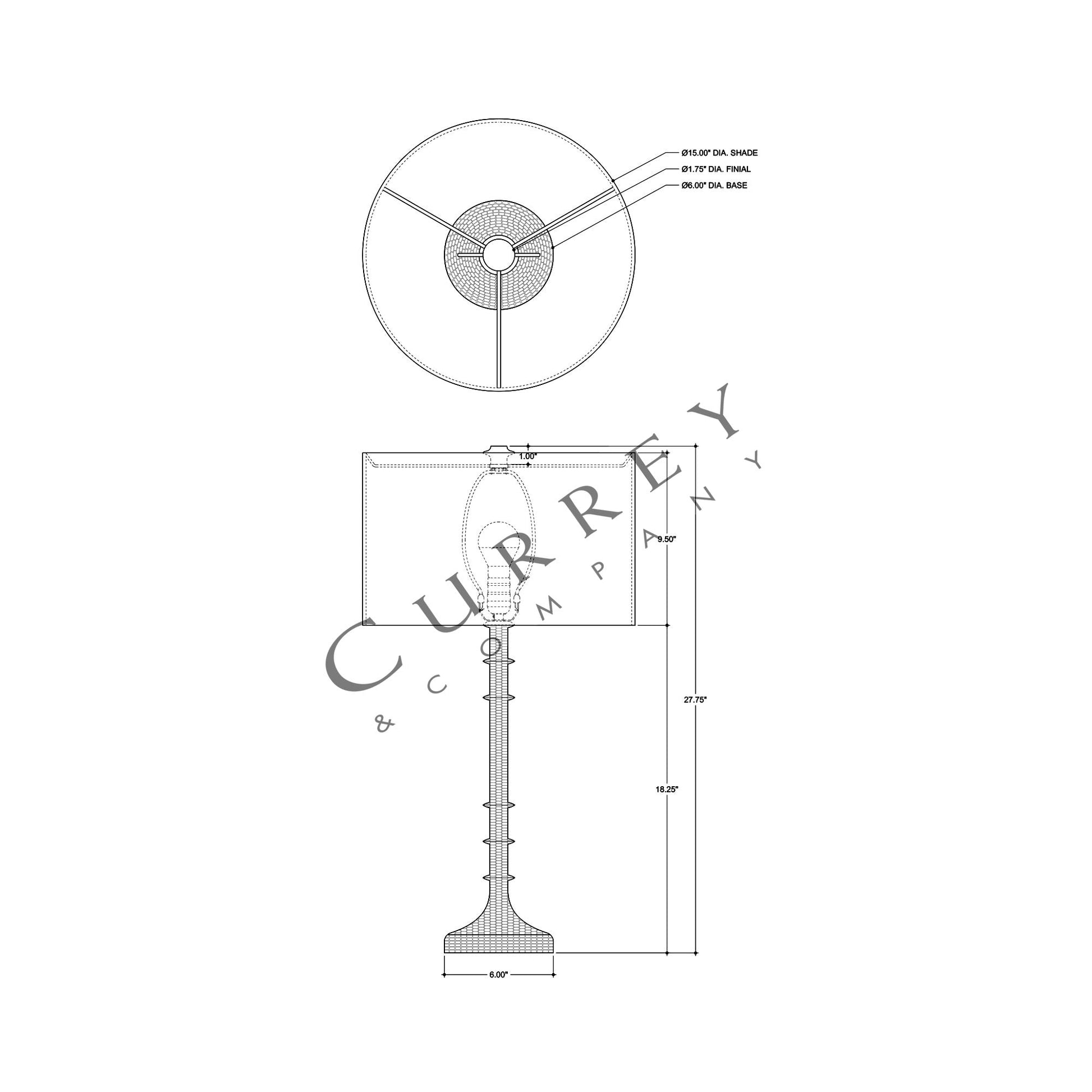 Gallo Table Lamp - line drawing.
