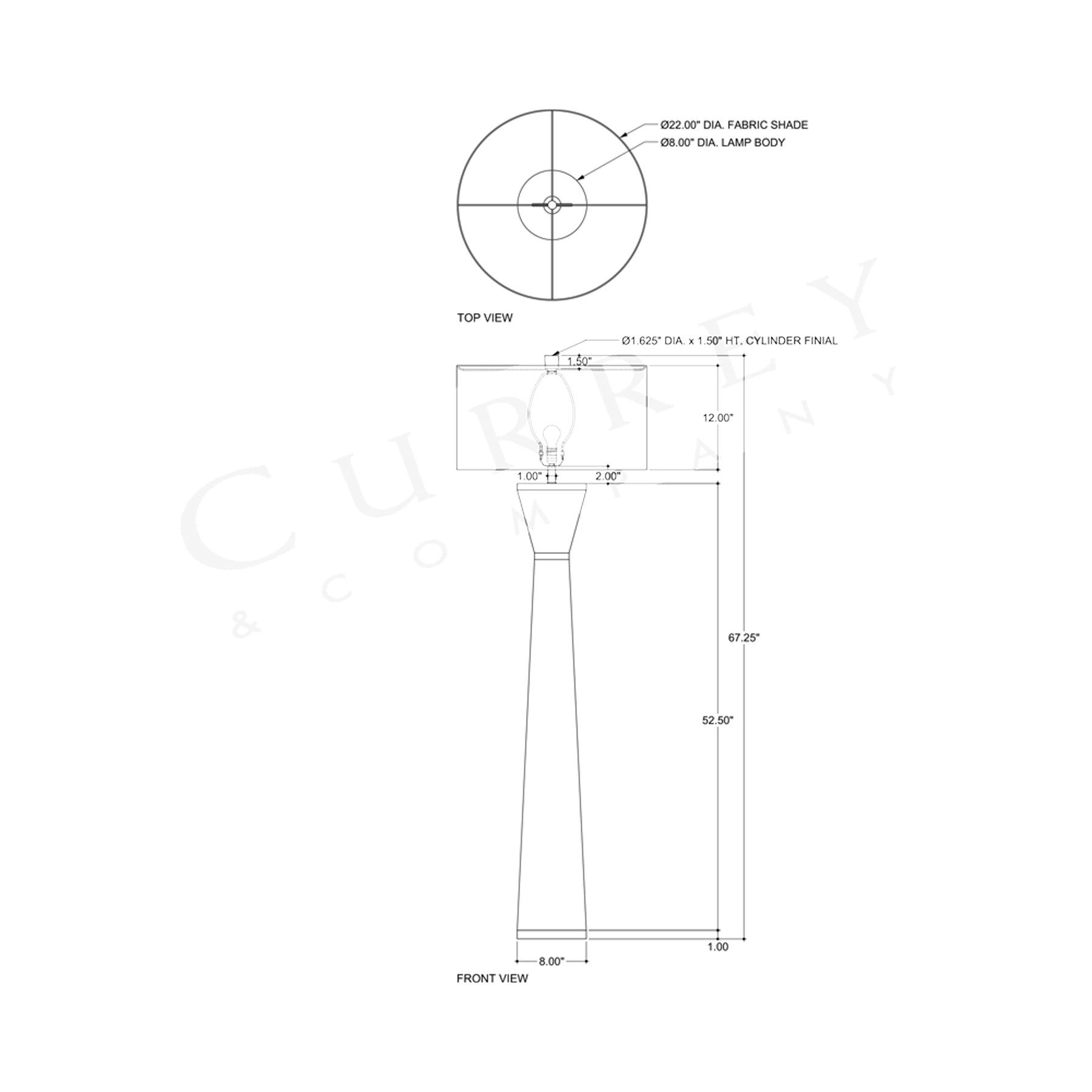 Galuchat Floor Lamp - line drawing.