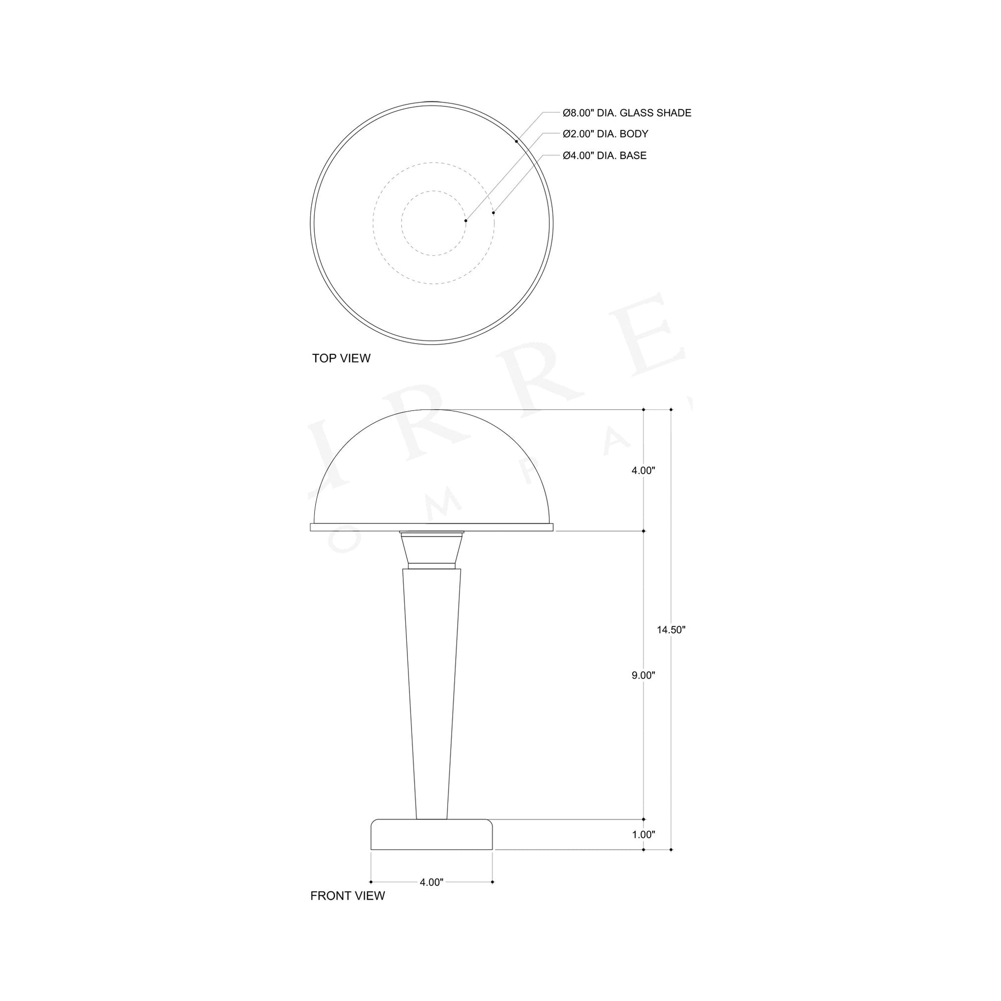Gatsby Table Lamp - line drawing.