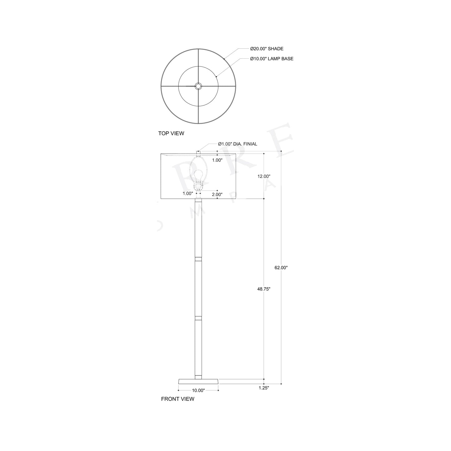 Gavin Floor Lamp - line drawing.