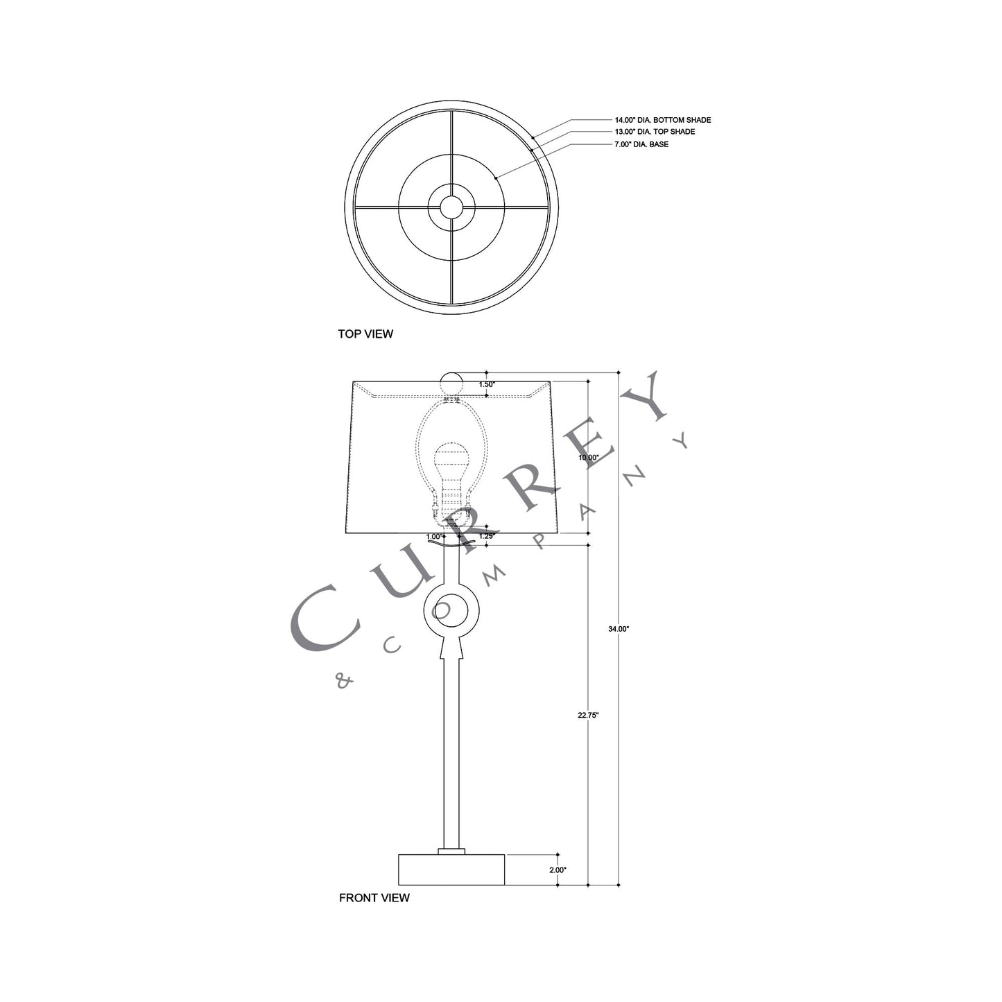 Germaine Table Lamp - line drawing.