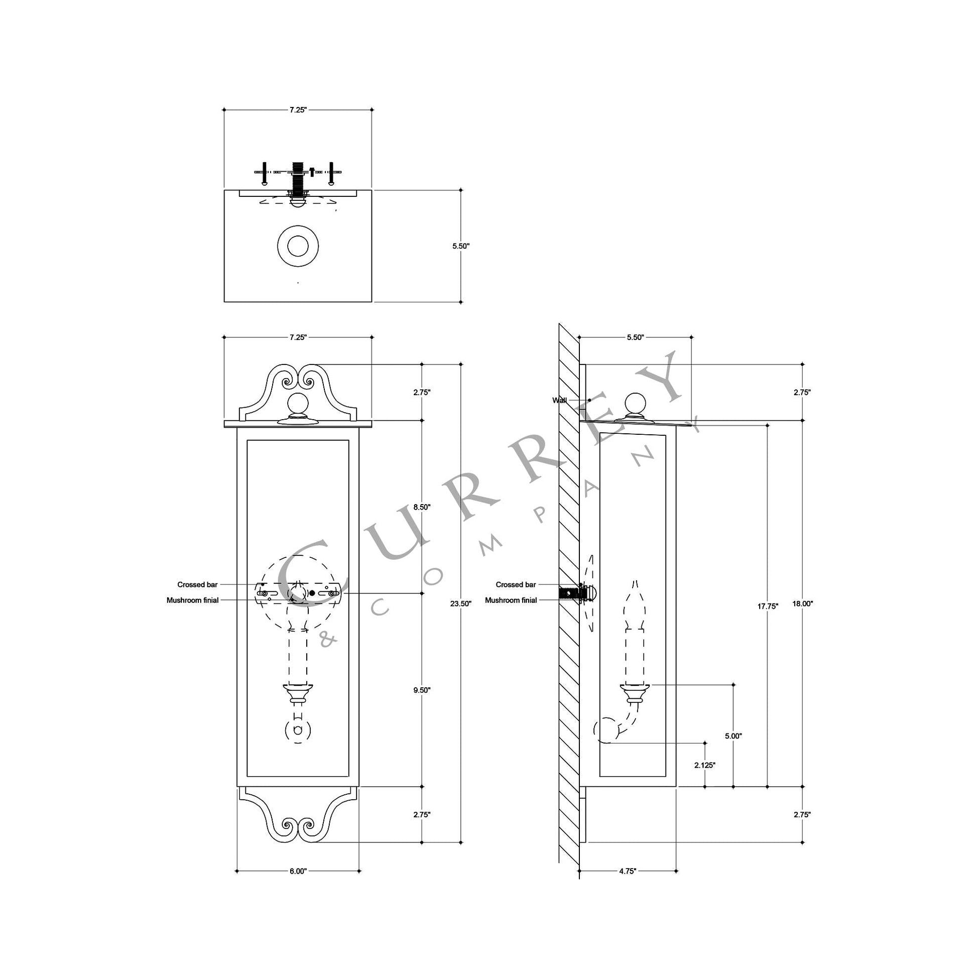 Giatti Outdoor Wall Light - line drawing.