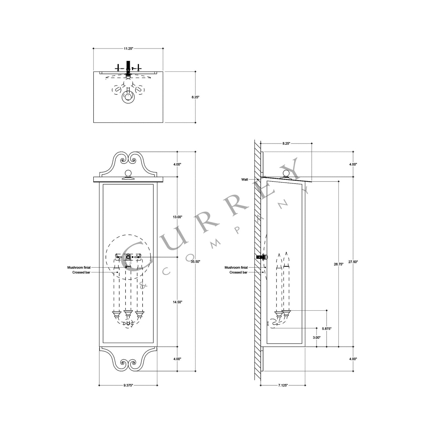 Giatti Outdoor Wall Light - line drawing.