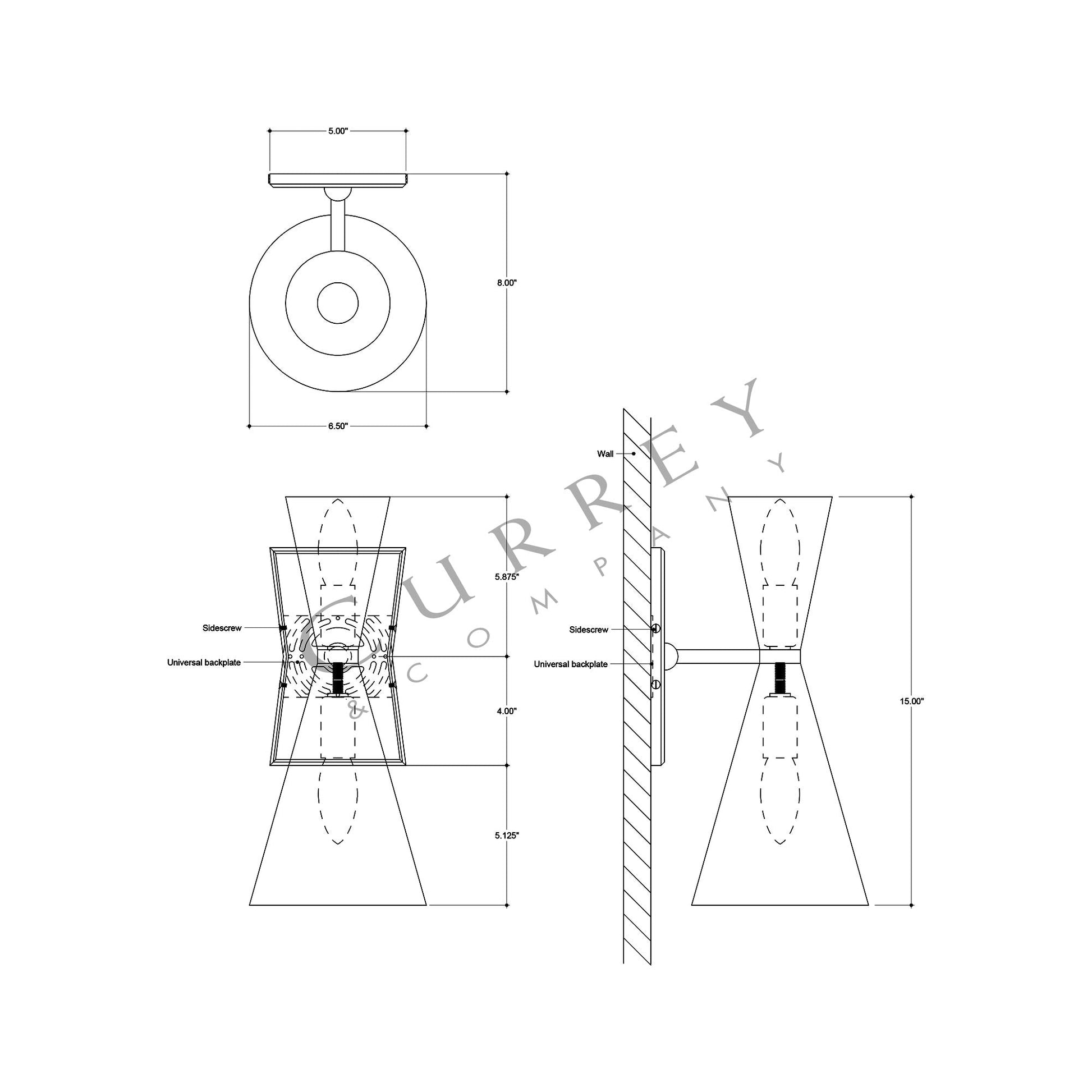 Gino Wall Light - line drawing.