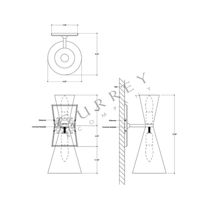 Gino Wall Light - line drawing.