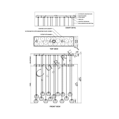 Giro Linear Multi Pendant Light - line drawing.