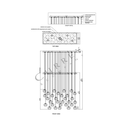 Giro Linear Multi Pendant Light - line drawing.