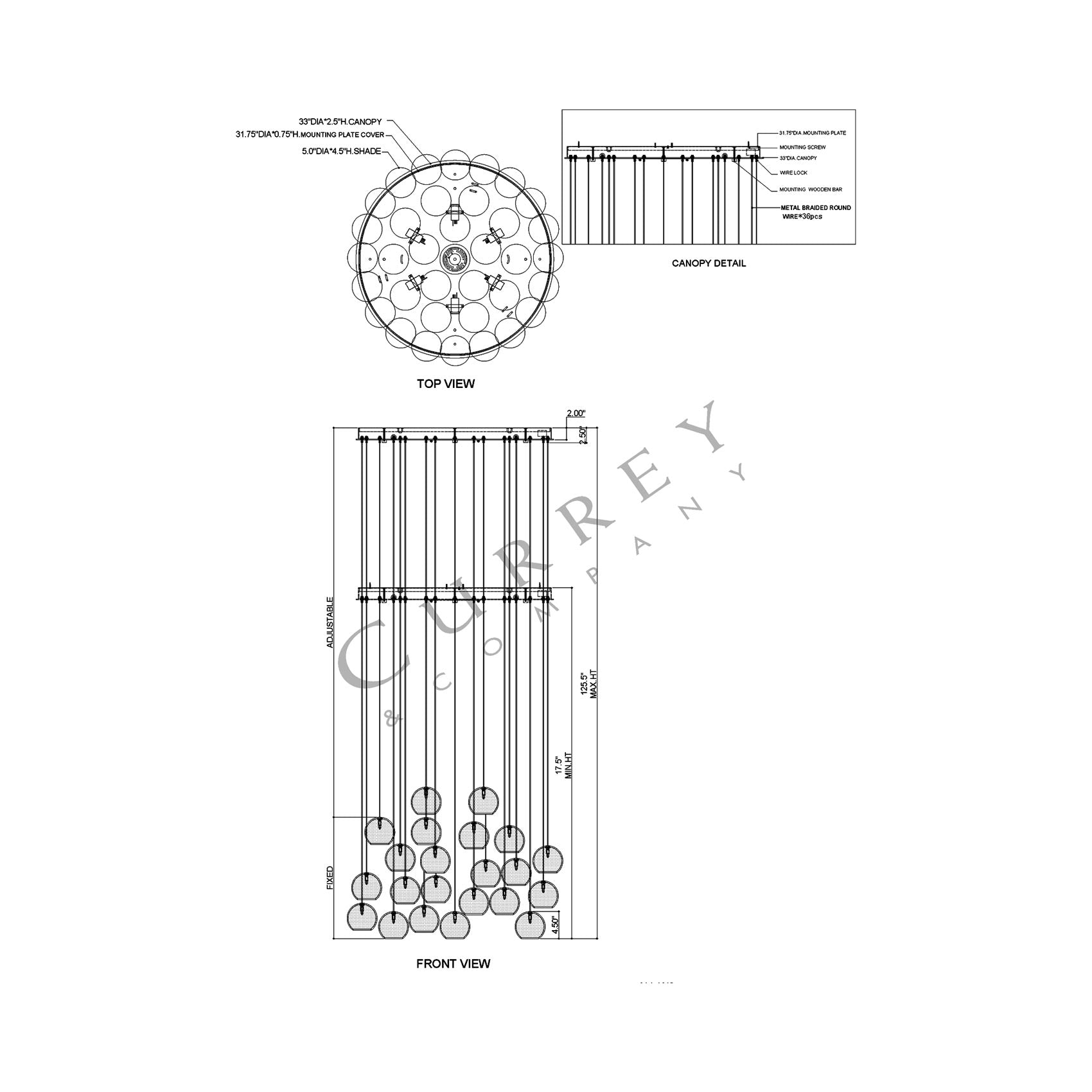 Giro Multi Pendant Light - line drawing.