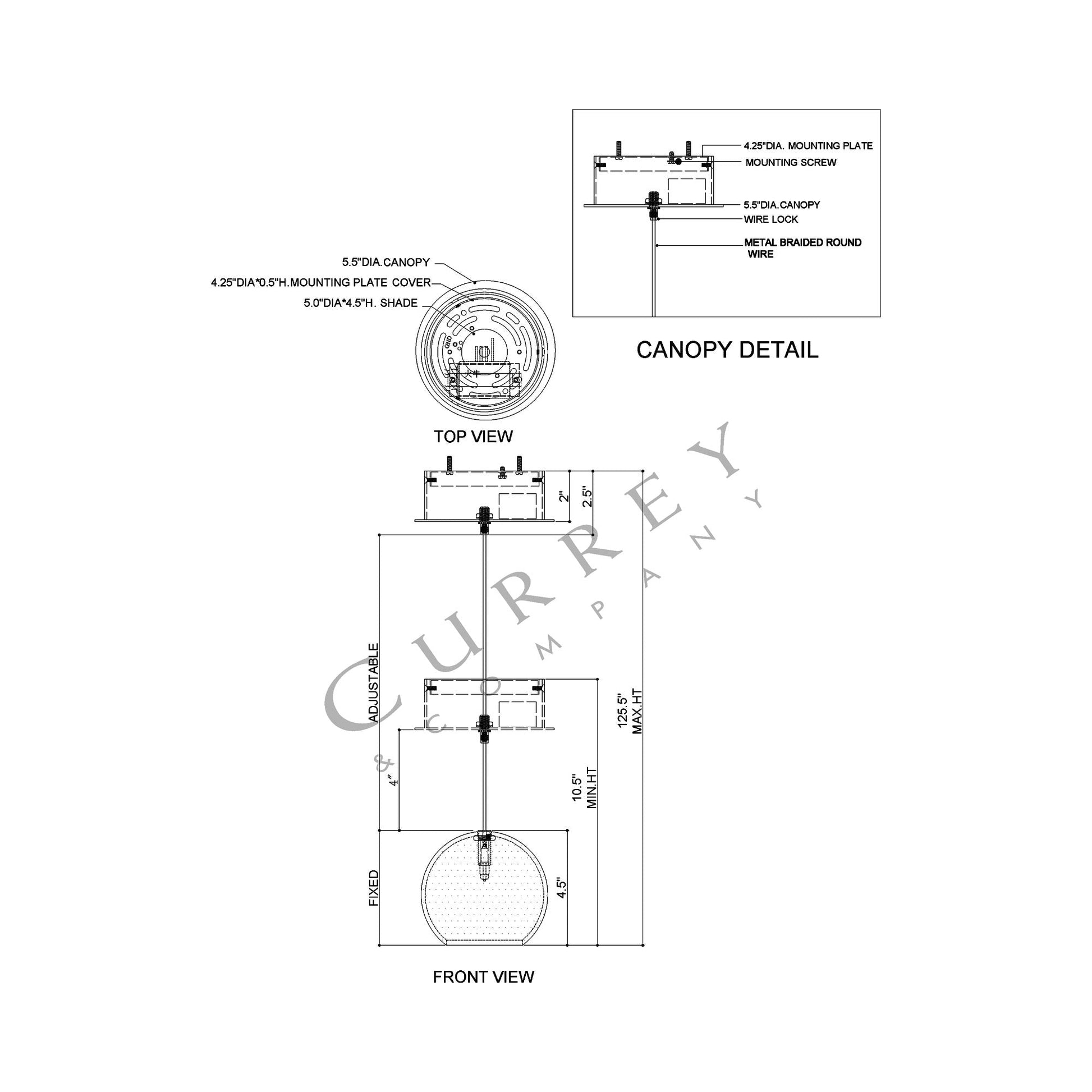 Giro Pendant Light - line drawing.