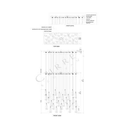 Glace Multi Light Pendant Light - line drawing.