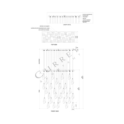 Glace Multi Light Pendant Light - line drawing.