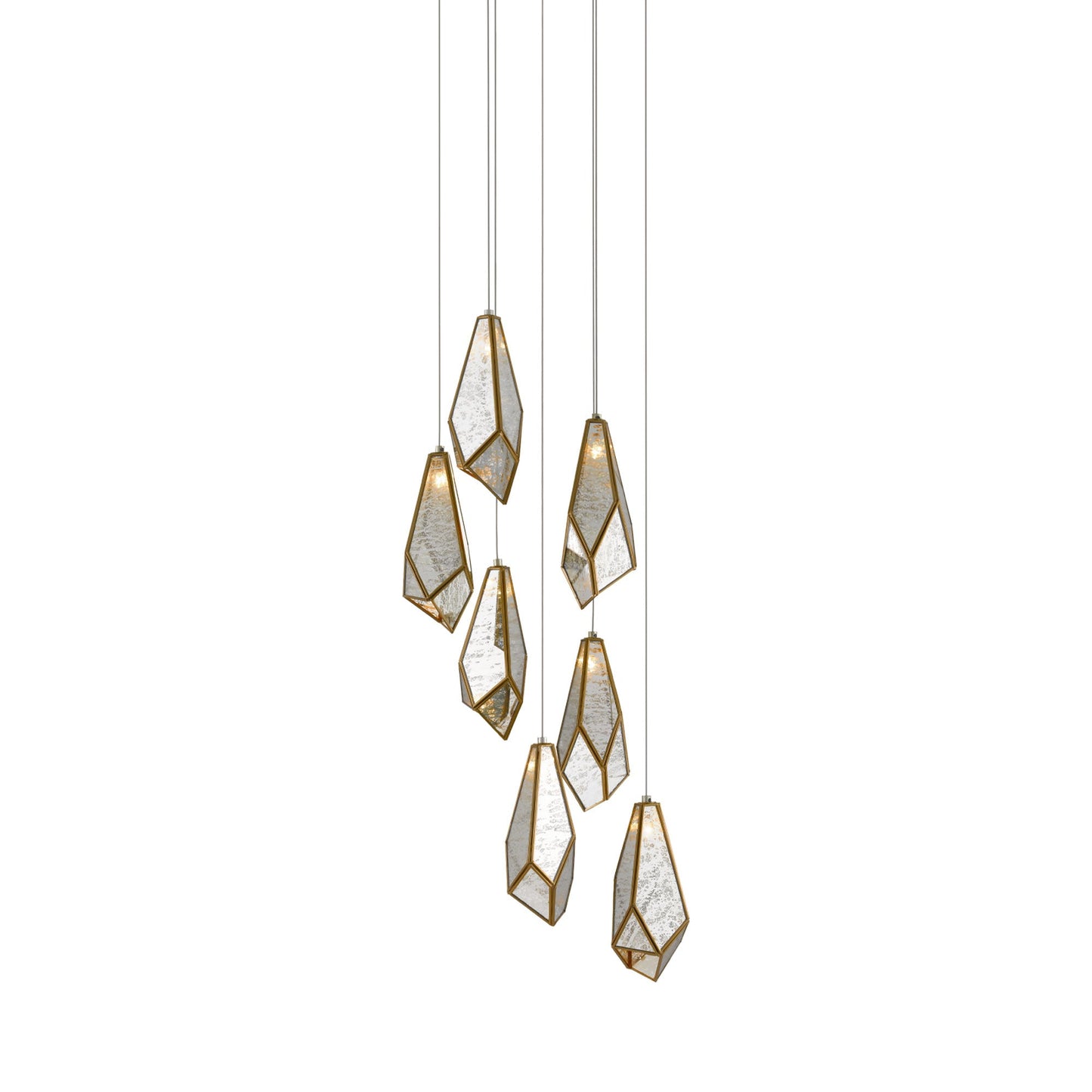 Glace Round Multi Pendant Light in Raj Mirror (7-Light).