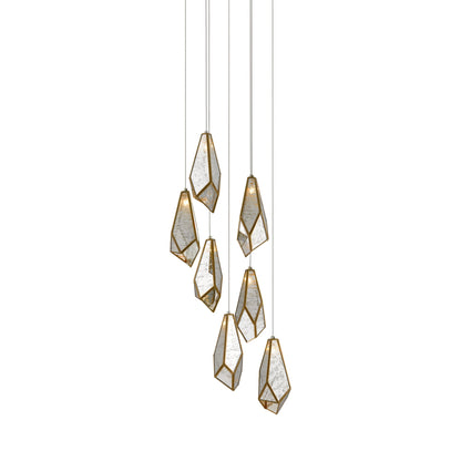 Glace Round Multi Pendant Light in Raj Mirror (7-Light).