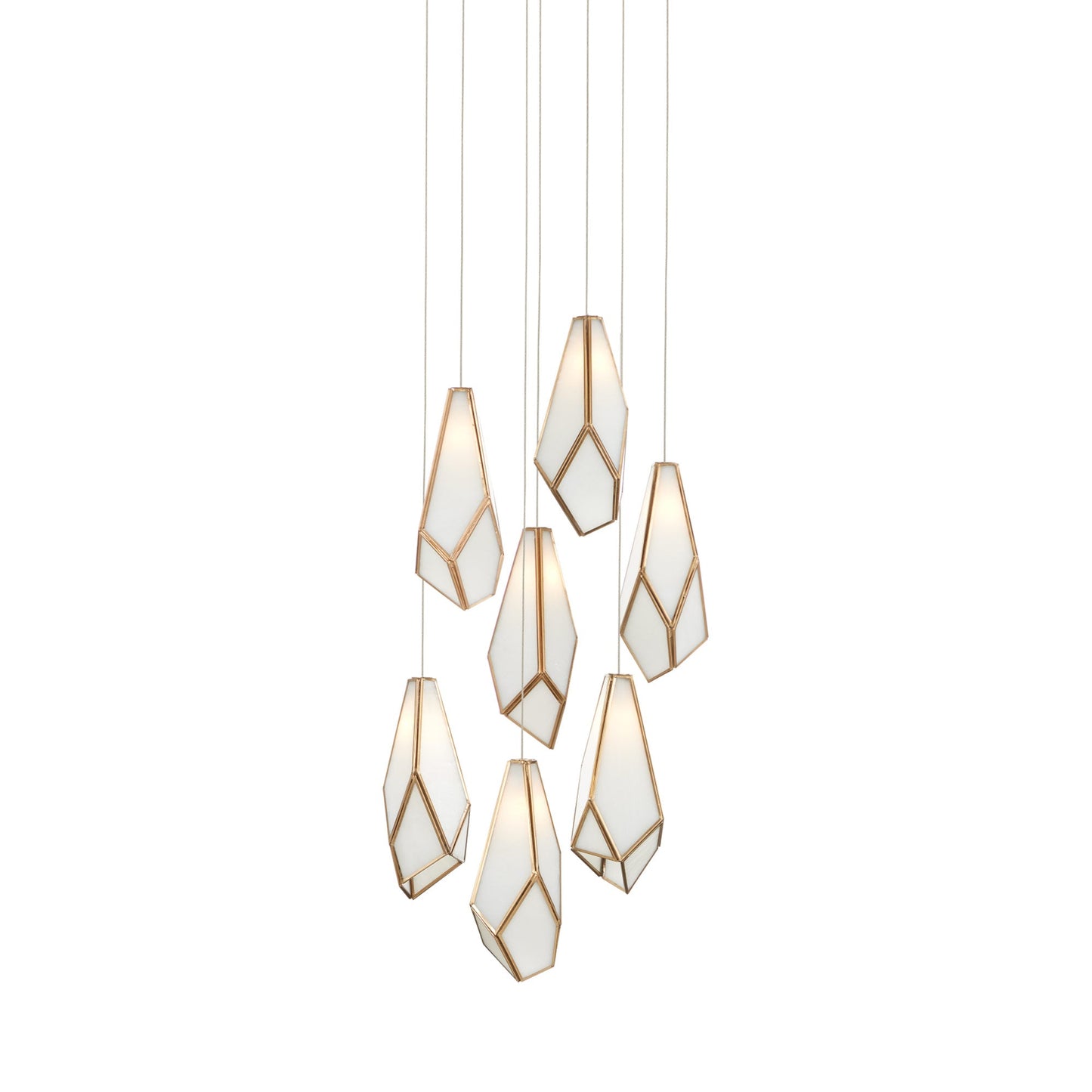 Glace Round Multi Pendant Light in White (7-Light).