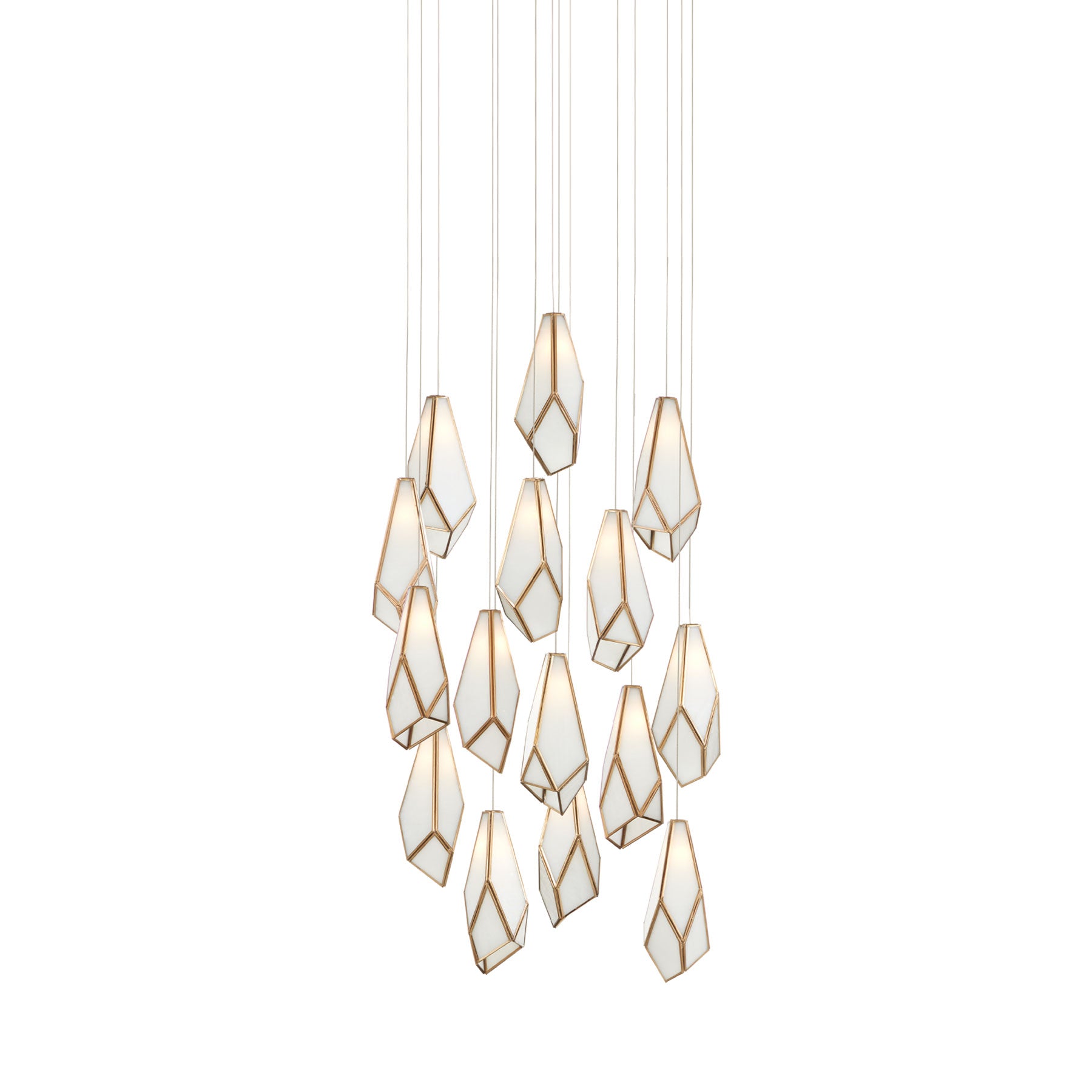 Glace Round Multi Pendant Light in White (15-Light).