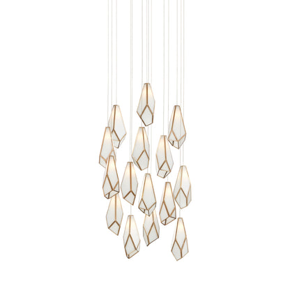 Glace Round Multi Pendant Light in White (15-Light).