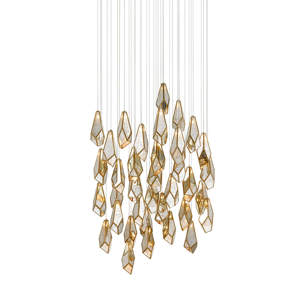 Glace Round Multi Pendant Light in Raj Mirror (36-Light).