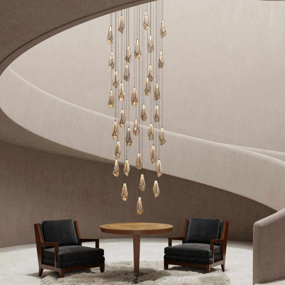 Glace Round Multi Pendant Light in living room.