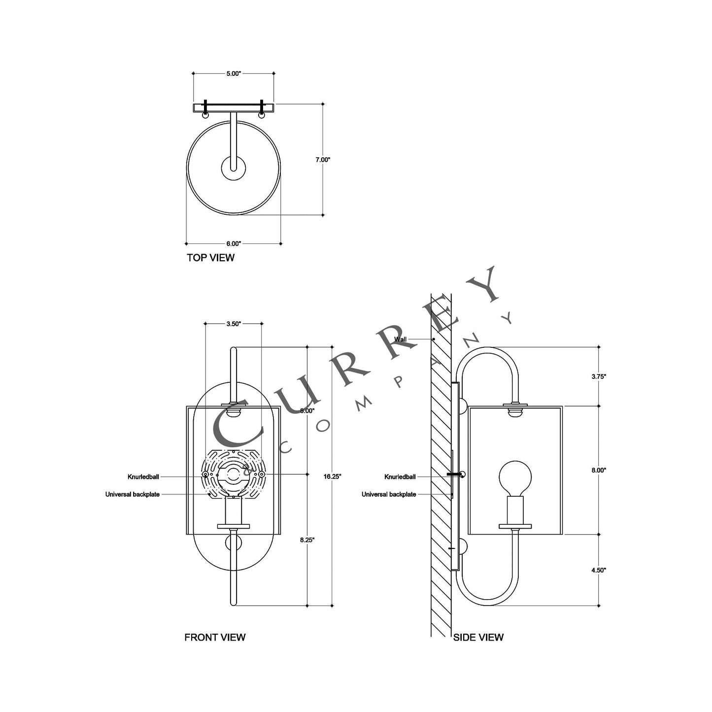 Glacier Wall Light - line drawing.