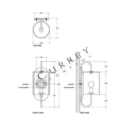 Glacier Wall Light - line drawing.