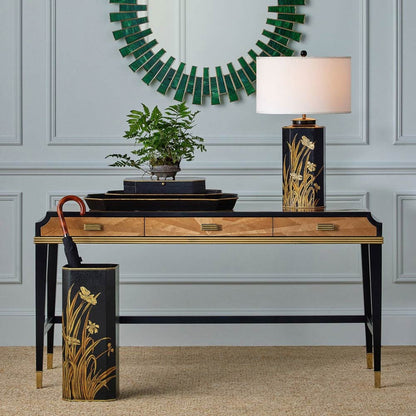 Glasshouse Tole Table Lamp in living room.