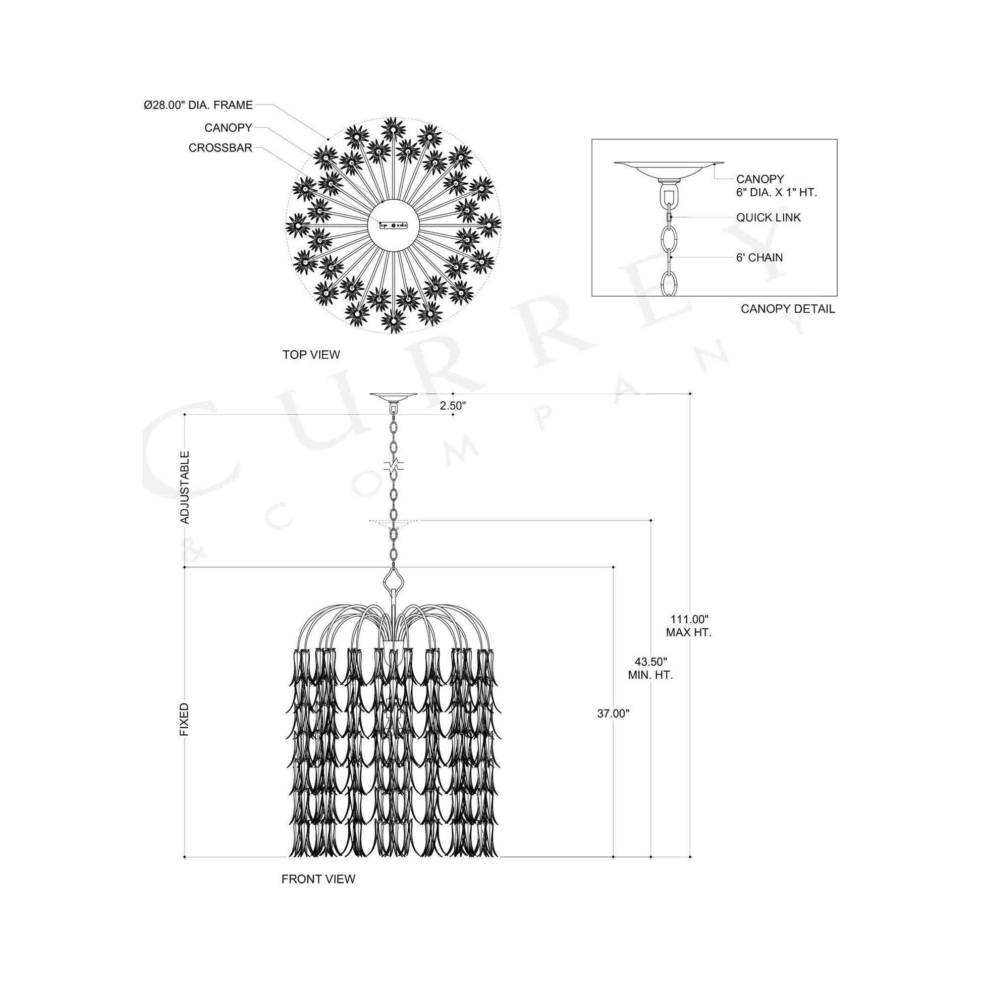 Glen Arbor Pendant Light - line drawing.