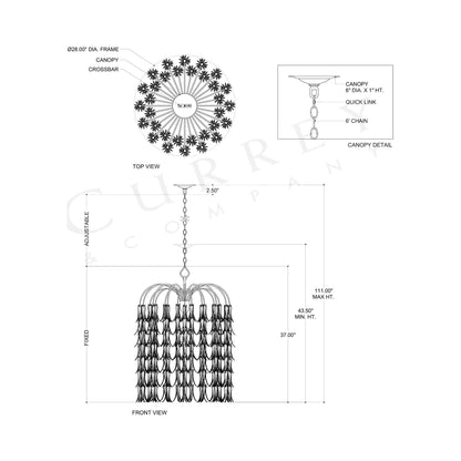 Glen Arbor Pendant Light - line drawing.