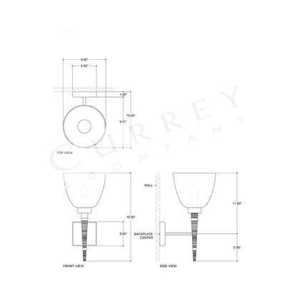 Glistero Wall Light - line drawing.