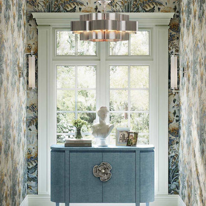 Grand Lotus Chandelier in hallway.