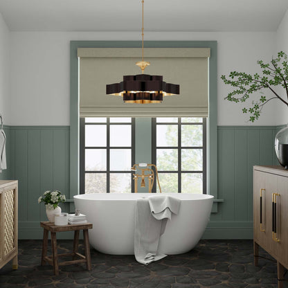 Grand Lotus Chandelier in bathroom.