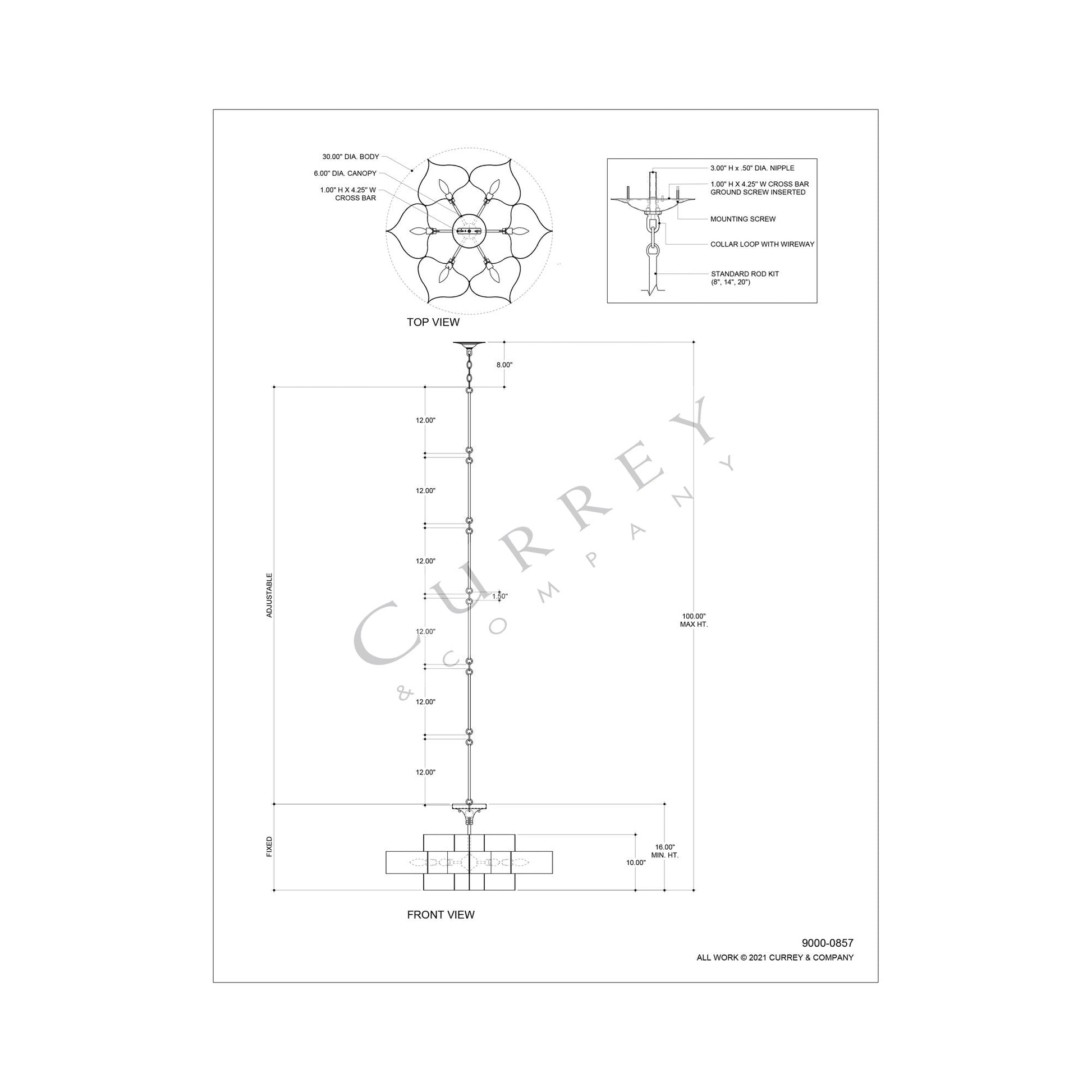 Grand Lotus Chandelier - line drawing.