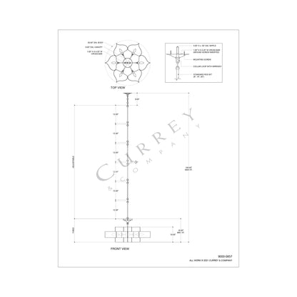 Grand Lotus Chandelier - line drawing.